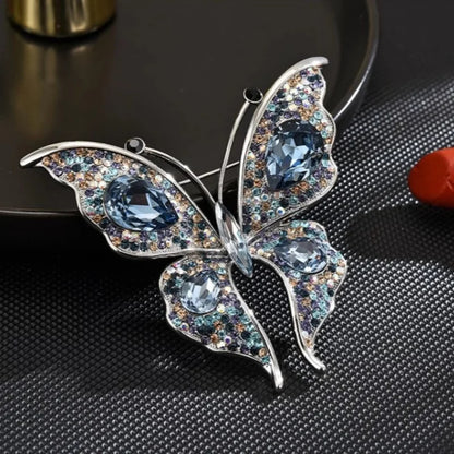 Fashion Rhinestone Butterfly Brooches for Women Unisex 2-Colors Insect Lapel Pins Banquet Party Gifts Jewelry Accessories