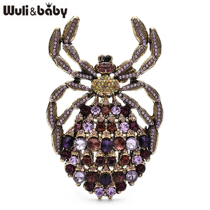 Wuli&baby Vintage Big Spider Brooches For Women Unisex Sparkling Rhinestone Insects Casual Party Brooch Pin Fashion Jewelry Gift
