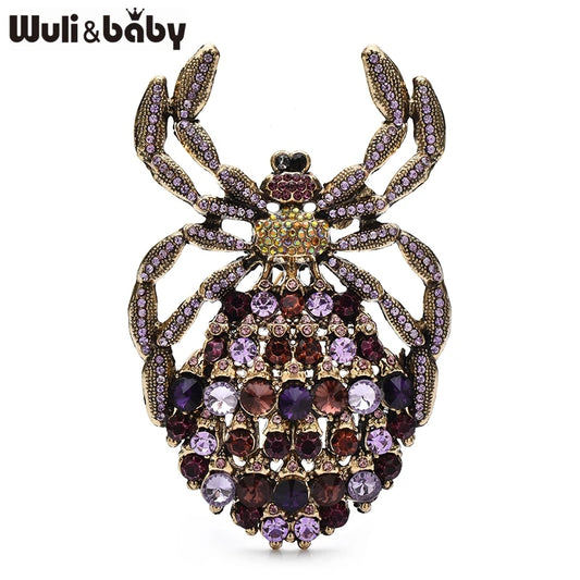 Wuli&baby Vintage Big Spider Brooches For Women Unisex Sparkling Rhinestone Insects Casual Party Brooch Pin Fashion Jewelry Gift