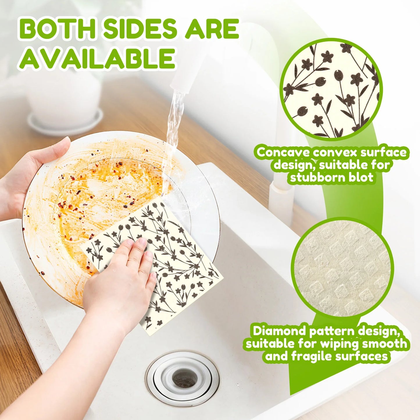 Dish Towels Kitchen Cellulose Cotton Cleaning Cloths Absorbent Swedish Rags Soft Reusable Wet Dry Household Dishcloths