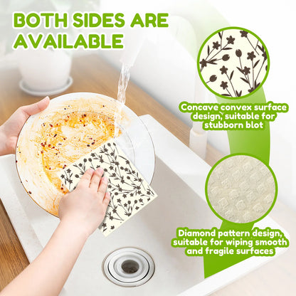 Dish Towels Kitchen Cellulose Cotton Cleaning Cloths Absorbent Swedish Rags Soft Reusable Wet Dry Household Dishcloths