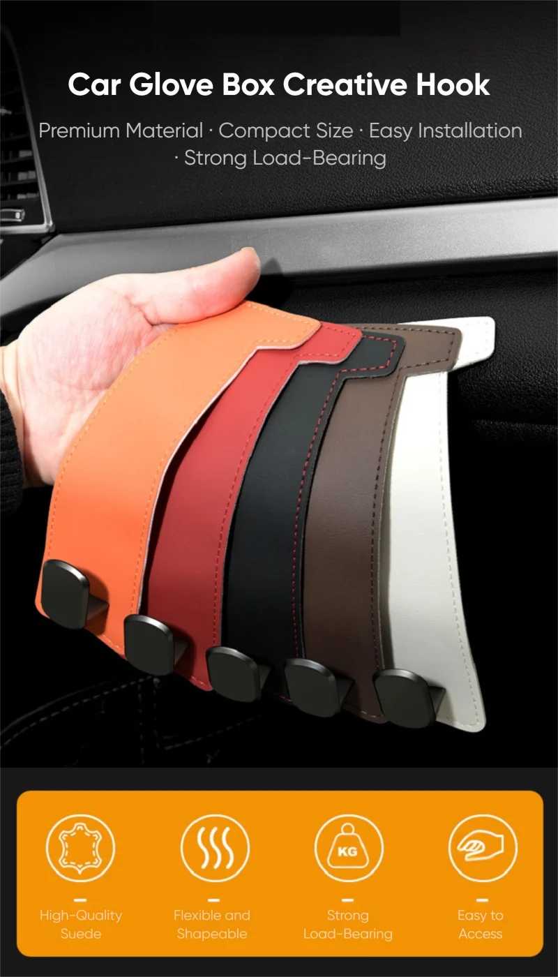 RazorRide Universal Car Passenger Glove Box Hooks Aluminum Alloy Hanging Hook Purse Bag Hat Hanger Holder Auto Interior Storage