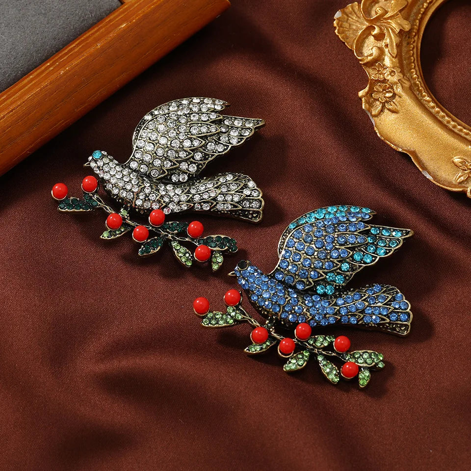 Baroque Luxury Beautiful Peace Dove Bird Design Men Women Brooch Pin，Jewelry Accessories, WeddingHolidayPartyCoupleSurprise Gift
