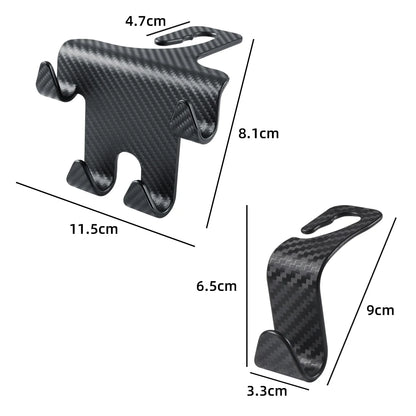 Car Seat Headrest Hook Carbon Fiber Mobile Phone Holder Car Vehicle Universal Holder Handbag Purse Coat Car Interior Accessories