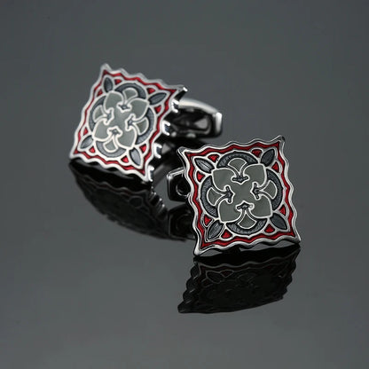 Luxury men's French shirt cufflinks classic square blue and black retro patterns cuff buttons suit accessories jewelry wholesale