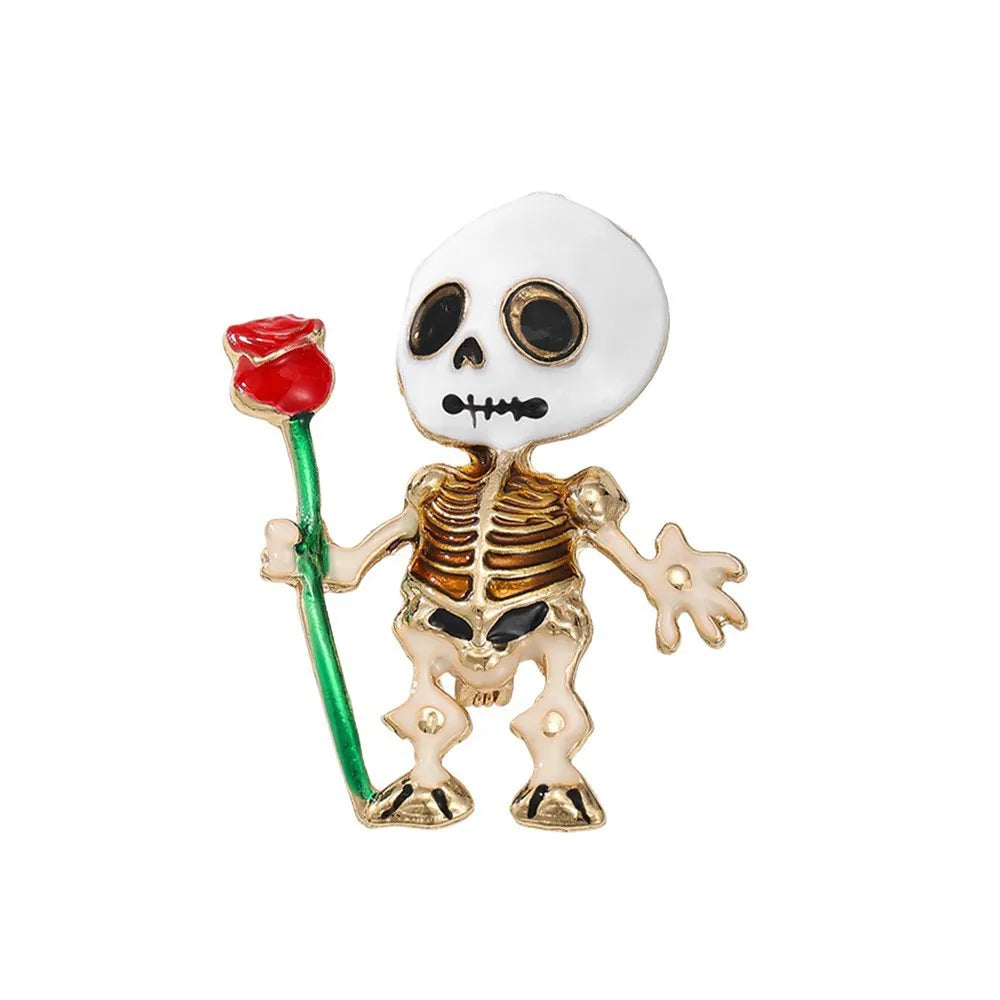 Halloween Sugar Skull Enamel Brooch Gothic Skeleton Pin Pumpkin Ghost Cat Badge for Coat Bag Day of The Dead Jewelry Party Gift