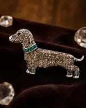 Trendy Rhinestone Dachshund Brooch for Women Unisex Animal Dog Pins Badges Party Backpack Jewelry Accessories Gift