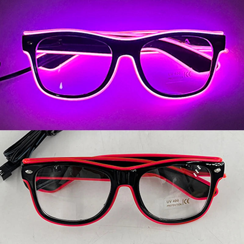 Light Up Led Glasses Neon Party Luminous Glasses EL Wire Glowing Sunglasses Novelty Gift for Adult Glow Bright Light Supplies