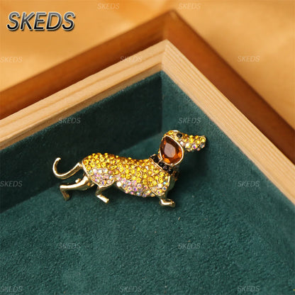 SKEDS Cute Dog Rhinestone Brooch for Women Multicolor Crystal Poodle Yorkshire Schnauzer Puppy Pin Animal Pet Jewelry Gift