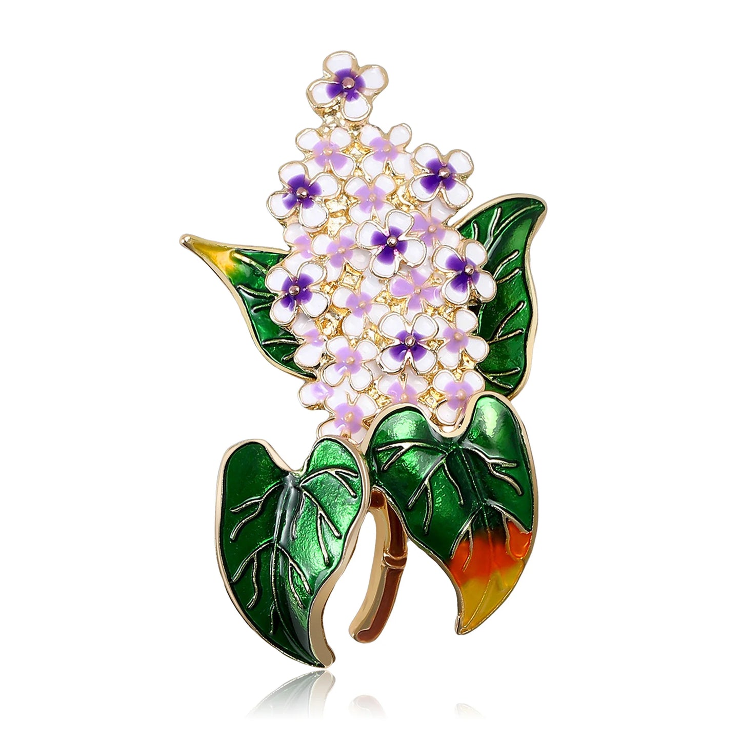 Beaut&Berry Luxury Enamel Hyacinth Brooches for Women Unisex Plant Pins Casual Party Jewelry Accessories Gifts Decoration