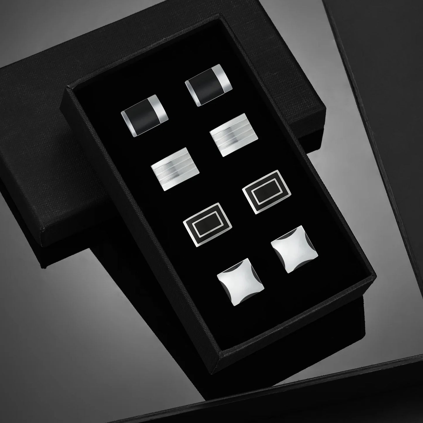 4 Pair Cufflinks For Mens With Gift Box Man Shirt Cufflinks Wedding Guests Gifts Men Gift For Husband Business Tie Clip T0204022