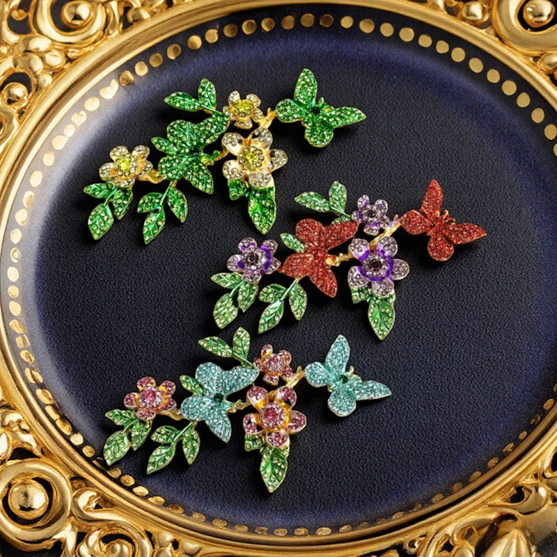 Baroque Luxury Butterfly Flower Design Brooch for Men and Women, Jewelry Accessories, Wedding, Holiday, and Party Gift