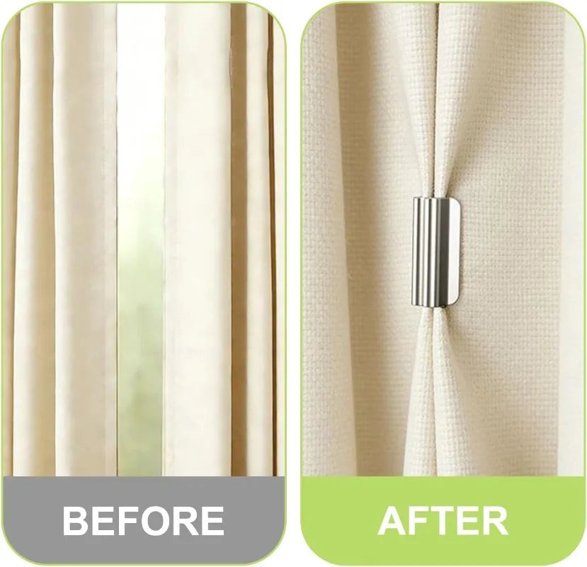 4PCS Strong Magnetic Curtain Clips Nail-Free Blackout Clip Keep Curtain Closed Prevent Light Leaking for Home Bedroom Office