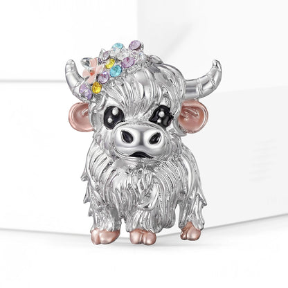 Beaut&Berry Cute Enamel Cattle Brooches for Women Unisex Animal Pins Casual Party Jewelry Accessories Gifts Decoration
