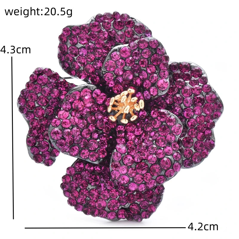 Wuli&baby Luxury Double-layer Flowers Brooches For Women Lady Shining Full-rhinestone Elegant Flower Party Office Brooch Pins