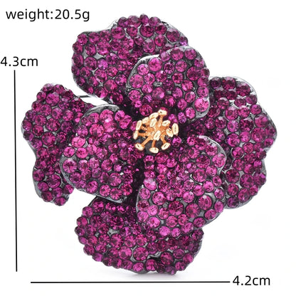 Wuli&baby Luxury Double-layer Flowers Brooches For Women Lady Shining Full-rhinestone Elegant Flower Party Office Brooch Pins