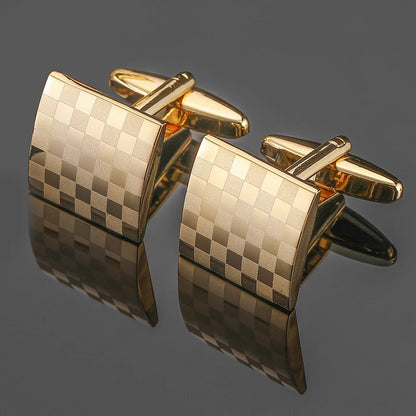 High end men's French shirt cufflinks Classic Square laser lattice wire drawing cuffs buttons business suit accessories jewelry
