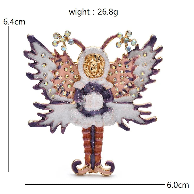 Wuli&baby Vintage Winter Elf Brooches For Women Unisex Lovely Enamel Angel Butterfly-spirits Party Clothes Pins Gifts