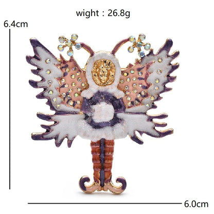 Wuli&baby Vintage Winter Elf Brooches For Women Unisex Lovely Enamel Angel Butterfly-spirits Party Clothes Pins Gifts
