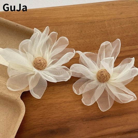 Modern Jewelry Sweet Korean Temperament Vacation style White color Flower Earrings For Women Wedding Gifts Popular Accessories