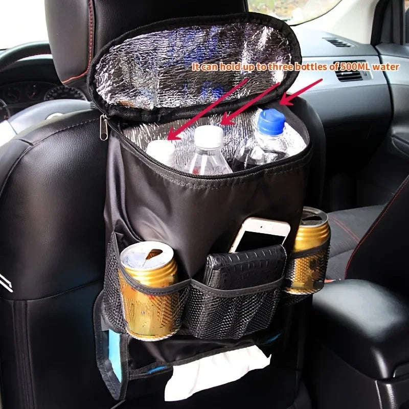 1pcs Car backrest storage bag, car rear seat insulation ice pack hanging bag, Oxford cloth multifunctional storage bag