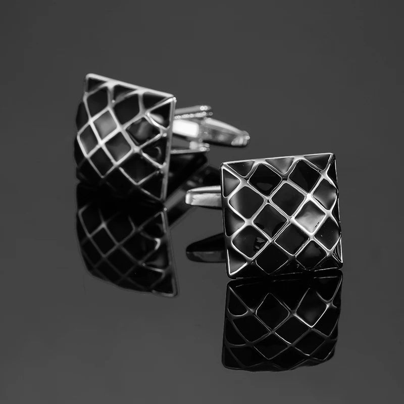 Luxury men's French shirt cufflinks classic square blue and black retro patterns cuff buttons suit accessories jewelry wholesale