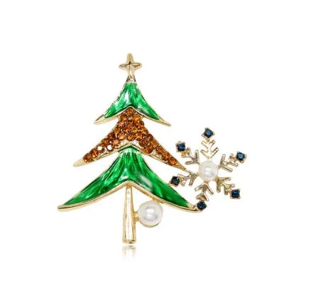 Green Rhinestone Christmas Tree Brooches Pins For Women Man Unisex Crystal Jewelry Gifts Clothes Accessories