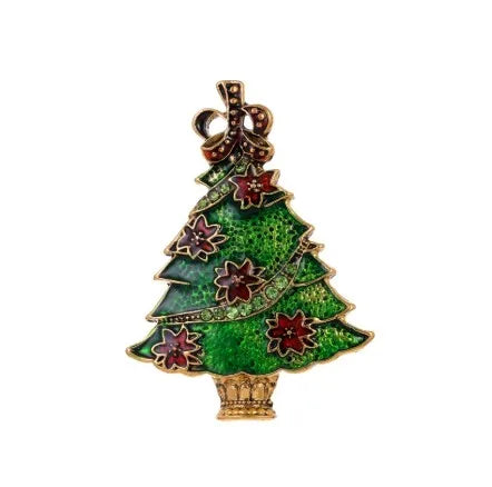 Green Rhinestone Christmas Tree Brooches Pins For Women Man Unisex Crystal Jewelry Gifts Clothes Accessories