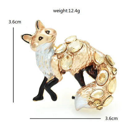 Wuli&baby Crystal Fox Brooches For Women Unisex Lovely Enamel 4-color Animal Party Casual Brooch Pins Gifts