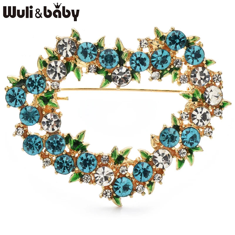Wuli&baby Sparkling Heart Brooches For Women Unisex 4-color Rhinestone Love Party Office Clothes Brooch Pins Gifts