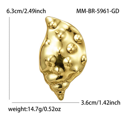 Beaut&Berry Luxury Stainless Steel Conch Brooches for Women Unisex Marine Life Pins Casual Party Jewelry Accessories Gifts