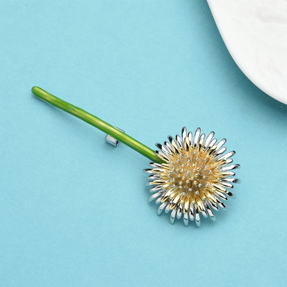 New Green Dandelion Flower Enamel Brooches Women Men's Weddings Plants Brooch Pins Gifts