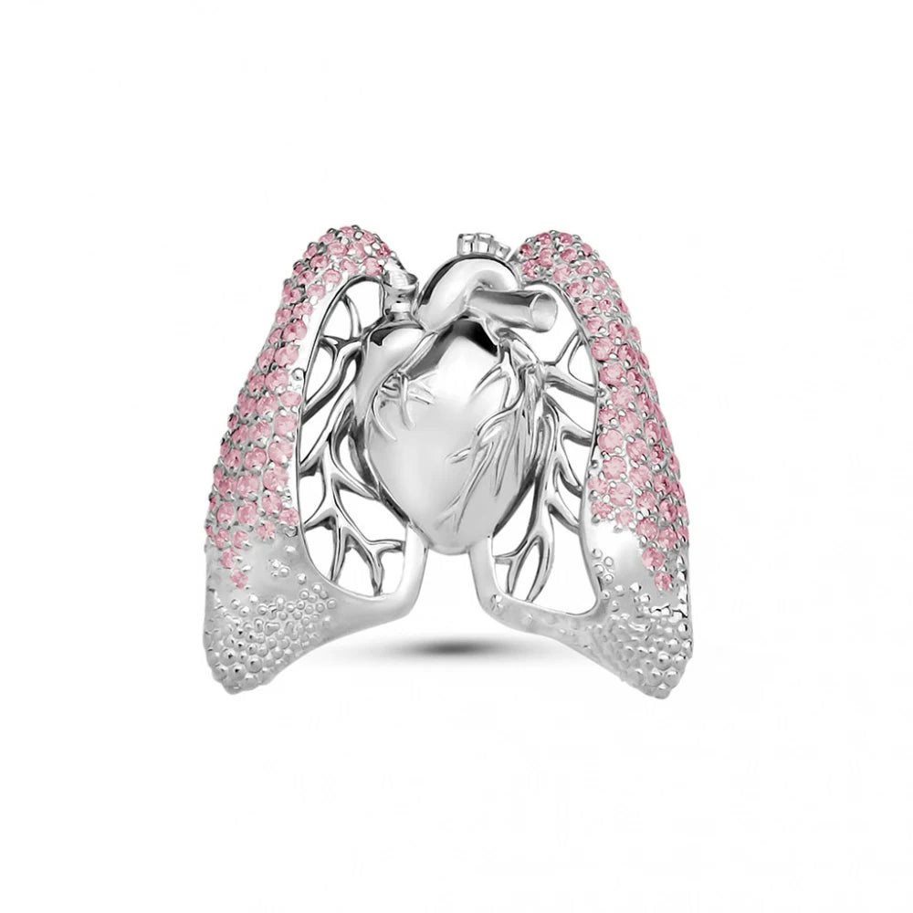 Hanreshe Anatomy Heart Lung Pin Luxury Charm with Crystal Medical Lapel Badge Brooch Jewelry for Doctor Nurse Medicine Student
