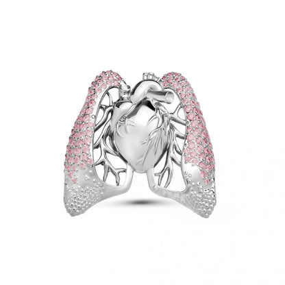 Hanreshe Anatomy Heart Lung Pin Luxury Charm with Crystal Medical Lapel Badge Brooch Jewelry for Doctor Nurse Medicine Student