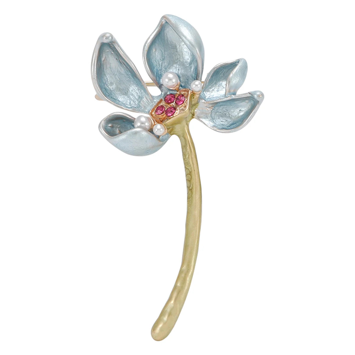Beaut&Berry Classic Enamel Pearl Lotus Brooches for Women Plant Pins Friends Party Gifts Banquet Jewellery Accessories