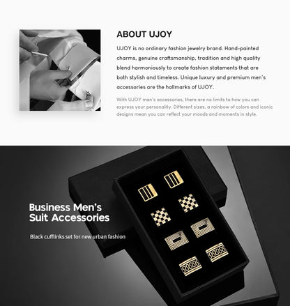 4 Pair Cufflinks For Mens With Gift Box Man Shirt Cufflinks Wedding Guests Gifts Men Gift For Husband Business Tie Clip T0204022