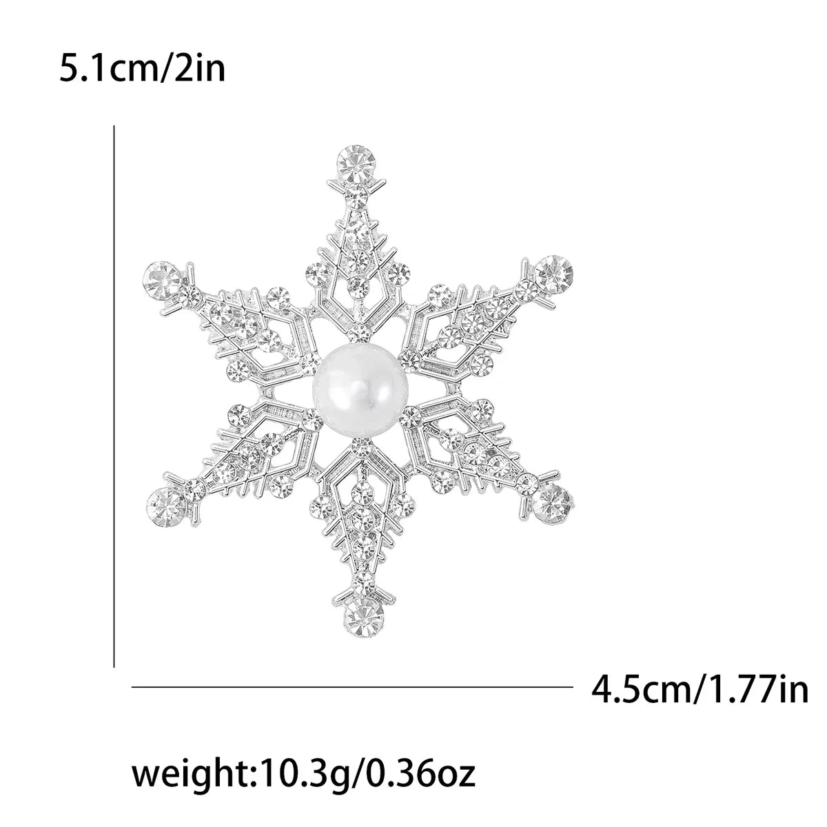 Christmas Rhinestone Snowflake Brooch for Women Unisex Pearl Ice Crystal Pin Event Party Backpack Decoration Clothes Accessories