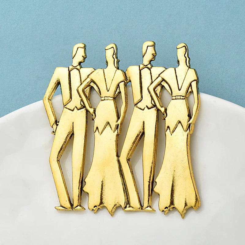 Wuli&baby Vintage Dancers Character Brooches For Women Unisex Metal Dancing Men And Ladies Person Party Casual Brooch Pins Gifts