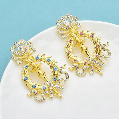 Wuli&baby Crown Snakes Wand Brooches For Women Men 2-color Rhinestone Sword Party Casual Brooch Pins Gifts