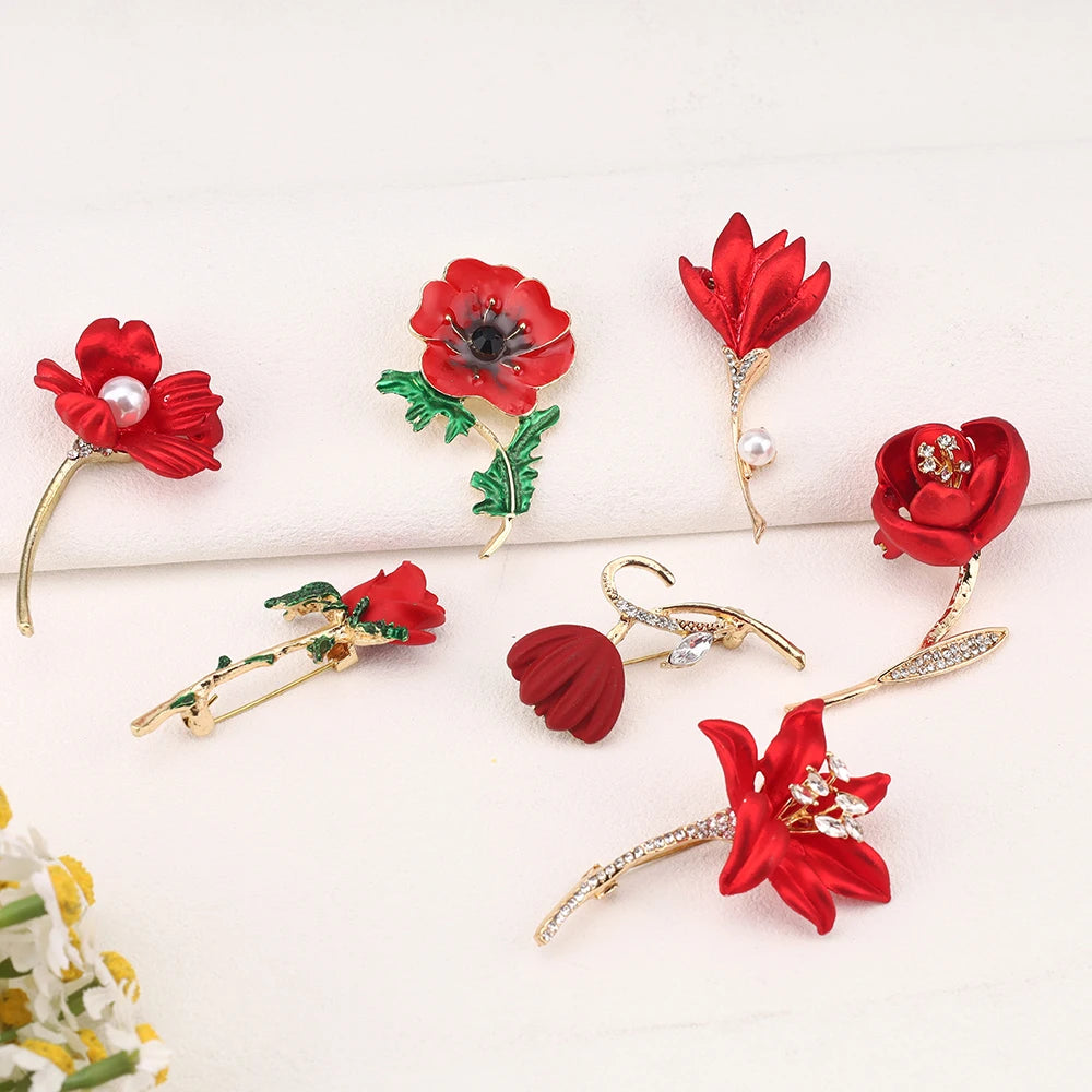 Stylish Charm Rose Brooch Shiny Rhinestone Flower Metal Women Brooch Lapel Pin Wedding Party Jewelry Accessories Gifts