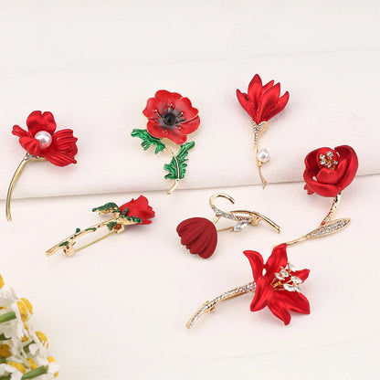 Stylish Charm Rose Brooch Shiny Rhinestone Flower Metal Women Brooch Lapel Pin Wedding Party Jewelry Accessories Gifts