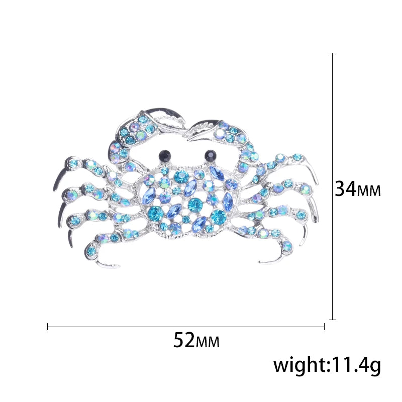 Enamel Rhinestone Crab Brooches For Women Unisex Animal Pins Multi-color Available Casual Party Accessories Gifts