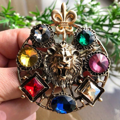 Baroque-style Luxury Vintage Heavy-Duty Lion Animal Design Brooches for Men and Women, Jewelry and Fashion Accessories