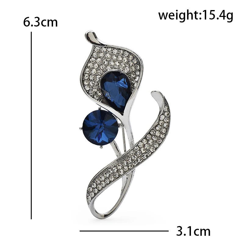 Wuli&baby Classical Rhinestone Lily Flower Brooches For Women Unisex 2-color All-match Plants Party Office Brooch Pins Gifts