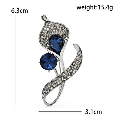 Wuli&baby Classical Rhinestone Lily Flower Brooches For Women Unisex 2-color All-match Plants Party Office Brooch Pins Gifts
