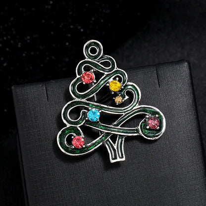 SKEDS Luxury Rhinestone Christmas Tree Snow Man Brooch For Women Men Exuqisite Fetival Enamel Badges Buckle Trendy Jewelry Pin