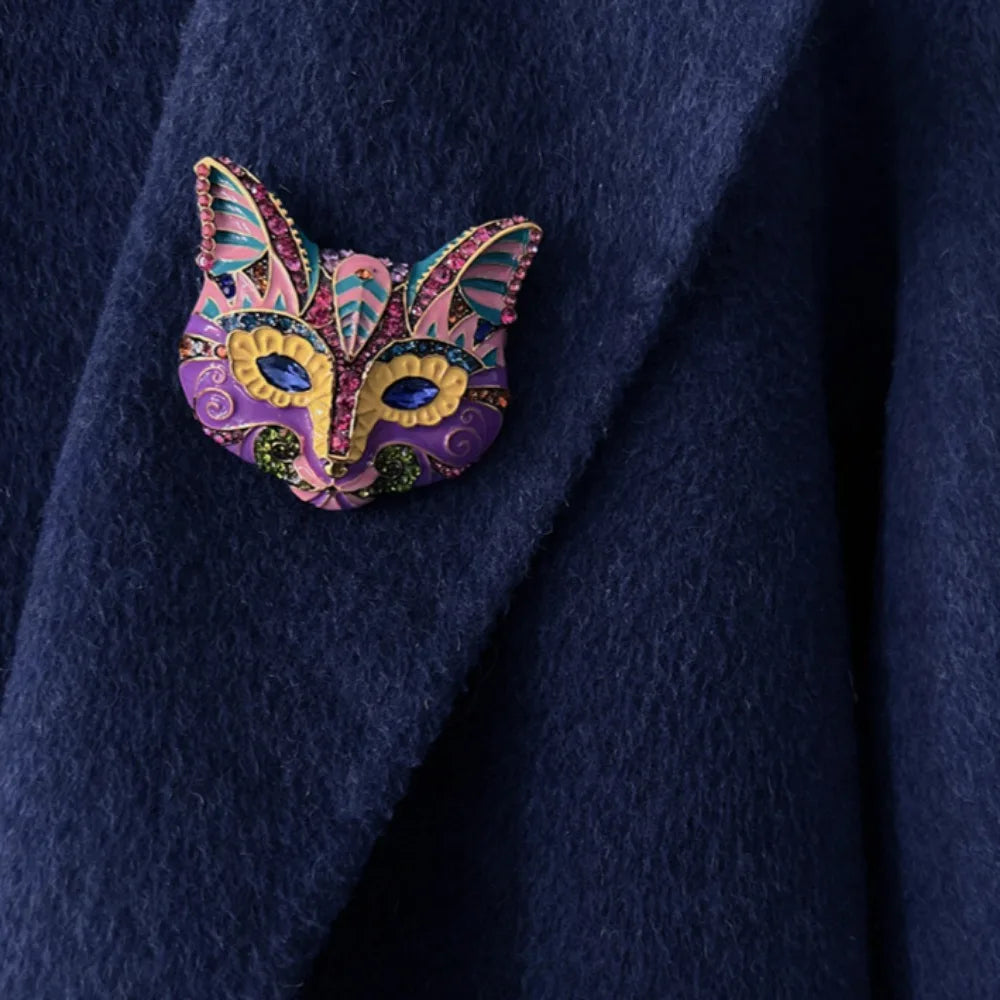 1 Piece Rhinestone Fox Head Design Ladies Brooch, Set Jacket Clothing Accessories, Party Gift Couple Dress Up, Luxury Simulation