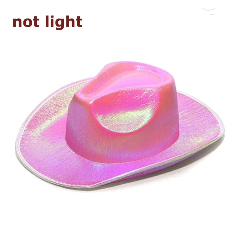 LED Glowing Cowgirl boy Hat Neon Luminous Bride Hat For Holiday Light Up Supplies Fluorescent Party Props Bachelorette Party Hat