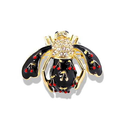 Fruit Enamel Bee Brooch Pin For Women Men Insect Metal Badges Crystal Exquisite Corsage Accessories