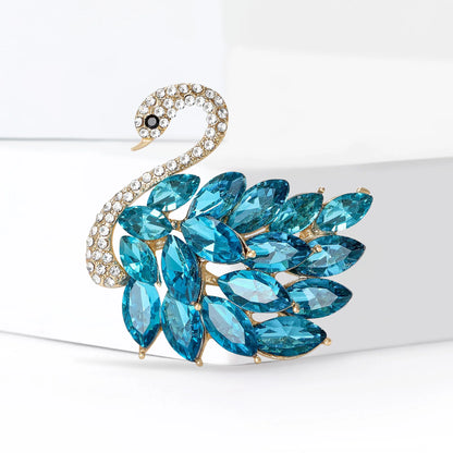 Classic Rhinestones Swans Brooches for Women Unisex Creativity Animals Pins Banquets Party Backpack Gifts Jewelry Accessories